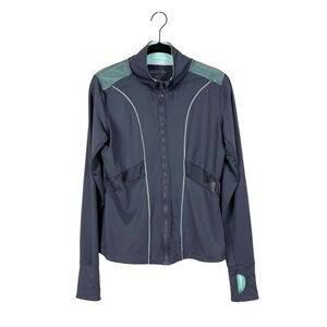 Kenneth Cole Reaction Athletic Jacket Full Zip Gray Teal Mesh Detail Size M